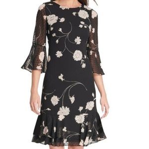 Jessica Howard Swiss dot floral chiffon midi dress